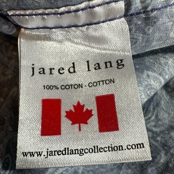 JARED LANG Men's Paisley Button-Down Long Sleeve Shirt Blue Size Extra Large - Picture 9 of 10